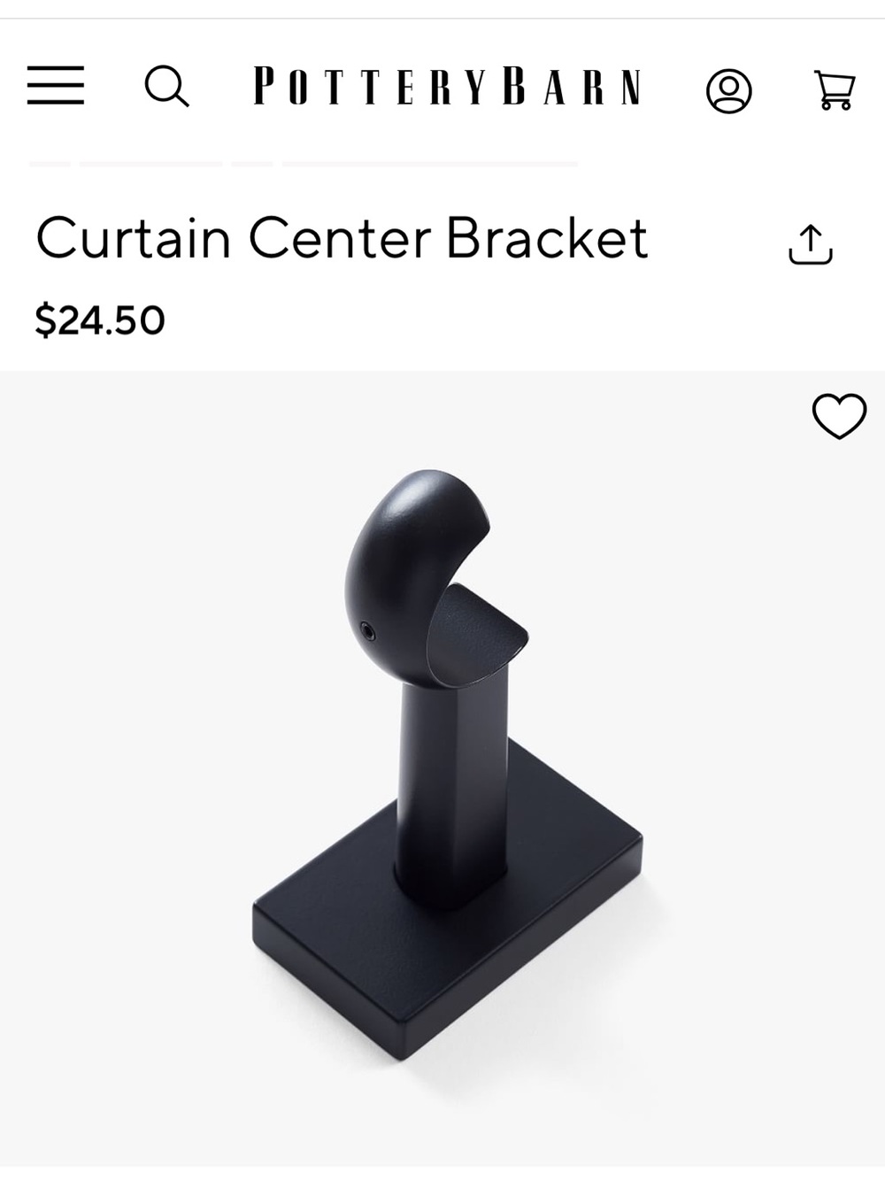 Pottery Barn Antique Bronze Center Curtain Bracket